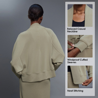 Veste de sport ample à col ouvert, respirante, pour l'automne, haut d'entraînement à manches longues chauve-souris, manteau décontracté de fitness et de yoga pour femme