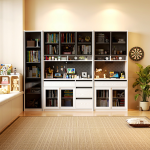 Bibliothèque moderne en bois avec portes vitrées, design modulaire pour la maison, le bureau et le salon - Product Image 2