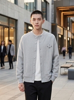 Veste décontractée pour homme en mélange de coton épais, boutonnée, col montant, manches raglan, texture texturée, automne, personnalisable OEM