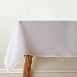 Wit Dik Zacht Niet Doorzichtig Katoenachtig Rond Tafellinnen Voor Banket Verjaardagsfeest Verhuur Bruiloft Tafelkleed Setting