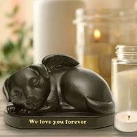 Venta directa de fábrica de alta calidad Color negro Animal único mascota gato perro estatua Memorial resina cremación urna