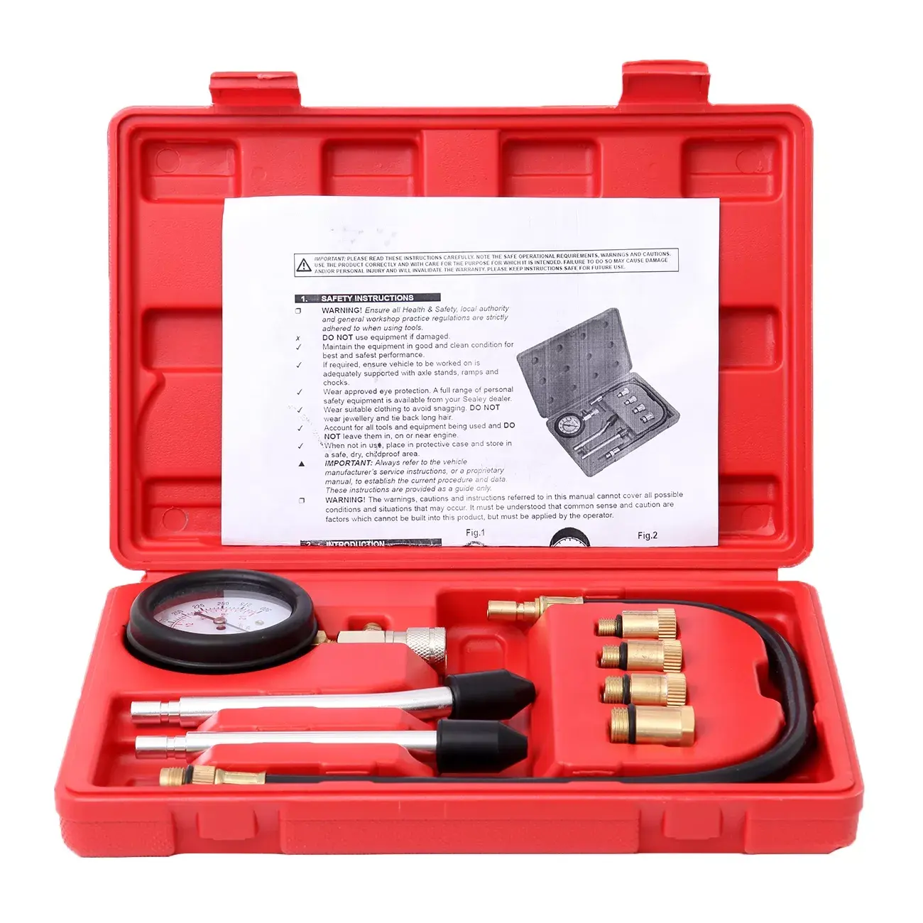 8PCS Petrol Engine Cylinder Compression Tester Kit Automotive Tool Gauge Repair Tools for Most Cars Trucks And Other Vehicles