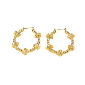 Trendy Gold Plated Metal Chunky Hoop <b>Earrings</b> for Women Rope <b>Knot</b> Twisted Fashion Jewelry Made of Alloy - Product Image 6