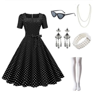 Vestido de Fiesta Retro de los Años 50 y 60 con Estampado de Lunares Azules para Mujer, Estilo Vintage, Swing, Pin Up, Rockabilly - Product Image 6