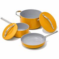 Senny 4-teiliges Aluminium-Kochgeschirr-Set in Ringelblumengelb, Antihaft-Bratpfanne, Kochtopf, Suppentopf, Kasserolle, Großhandel ab Werk