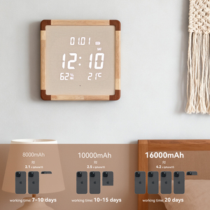 Trang trí nội thất thanh mitzvah nhiệt độ món quà báo động lớn Bảng điều chỉnh lớn hiển thị Đồng hồ gỗ khung điện MDF Wall Mount LED đồng hồ kỹ thuật số - Product Image 5