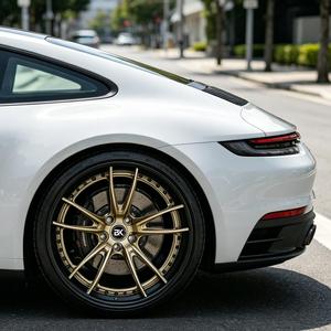 Rines Bku Personalizados de 3 Piezas Forjadas para <span class=keywords><strong>Porsche</strong></span> 911 992 991 997 718 <span class=keywords><strong>Carrera</strong></span> <span class=keywords><strong>4S</strong></span> 19 20 21 Pulgadas 5x130, Llanta Cóncava Dorada de Aleación - Product Image 1