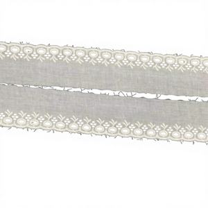 Tissu en dentelle extensible 100 % coton, séchage rapide, respirant, à bordure festonnée, broderie florale, idéal pour robes, chemises et vêtements – Meilleures ventes - Product Image 1