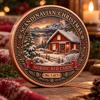 Pièce de collection souvenir de Noël scandinave personnalisée en cuivre pur 999 de 1 oz, impression UV en relief 3D