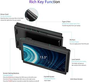 <span class=keywords><strong>OFIYAA</strong></span> <span class=keywords><strong>P2</strong></span> PRO 13.3 pouces Triple moniteur Portable pour extension d'écran d'ordinateur Portable 1080P type-c Plug and Play - Product Image 3