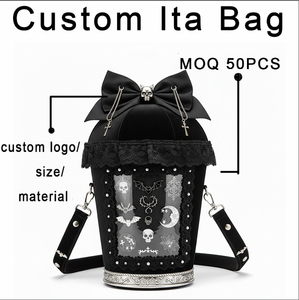 Sac à bandoulière personnalisé tendance gothique en forme de cercueil Ita Bolsa avec fenêtre transparente en PVC et motif ailes de chauve-souris unique pour événements de cosplay - Product Image 6