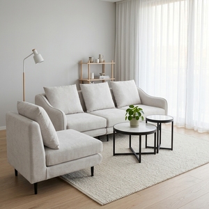 Juego de Sofás Contemporáneo Minimalista de 3 Plazas + 1 Plaza Individual para Sala de Estar, Precio Económico para Apartamento/Proyecto Hotelero, Uso Doméstico - Product Image 1