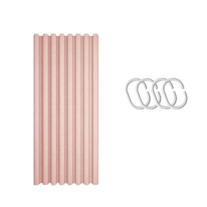 Cortina de Ducha Plegable con Orificios Pequeños para Baño, con Ganchos, Tela de Poliéster Impermeable, Color <span class=keywords><strong>Rosa</strong></span> - Product Image 1