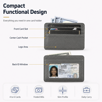 Porte-cartes de crédit fin en cuir PU écologique, multi-fentes, fenêtre d'identification avant, logo personnalisé, blocage RFID, antivol, fermeture magnétique