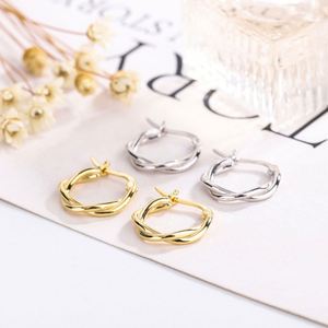 Boucles d'oreilles créoles torsadées en argent sterling 925 pour femme, avec cristaux, bijoux de luxe tendance 2020, cadeau de mariage, fête - Product Image 3