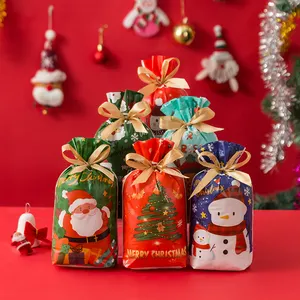 Sacchetto regalo di natale presenta biscotti caramelle Bundle sacchetto di PE a tema natalizio per la festa di natale