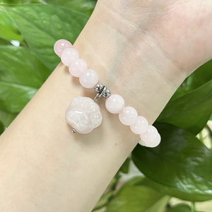 トレンディな犬の足、猫の足女性の癒しのジュエリーピンククリスタルハートビーズのストレッチブレスレットパーティーやギフトWtihカード - Product Image 2