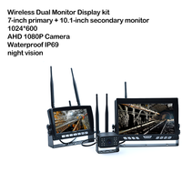 Kit d'affichage double moniteur sans fil 7 pouces + 10,1 pouces, mise en miroir simultanée, étanche IP69, système de caméra sans fil AHD1080P