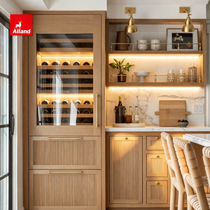 Mobile da <span class=keywords><strong>Cucina</strong></span> Alland in Rovere Bianco e Noce con Cornice a Incasso, Stile Moderno, Credenza Scanalata con Servizio di Personalizzazione - Product Image 2