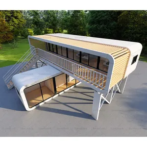 20FT vorgefertigtes modulares Mobil heim und luxuriöser Meerblick Wintergarten Strand raum Apfel kabine Bar Büro Pod