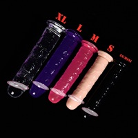Venta al por mayor de silicona enorme realista sexo masculino pene consolador gran cristal gelatina consolador para mujeres pareja Natural