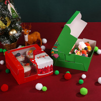 Caja para Muffins y Cupcakes al por Mayor, de Cartón Color Marfil, con 4 Cavidades y Ventana Transparente, Ideal para Navidad