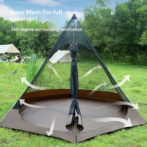 Grande tente de camping en forme de dôme pour 5-6 personnes, double couche, imperméable, type <span class=keywords><strong>tipi</strong></span> avec auvent pour le camping en plein air - Product Image 5