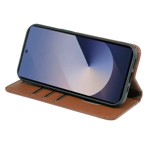 Funda de teléfono de cuero con tapa de lujo para <span class=keywords><strong>Samsung</strong></span> <span class=keywords><strong>Galaxy</strong></span> S25 Ultra S24 Plus A17 A06 ranuras para tarjetas magnéticas funda protectora para libro billetera - Product Image 4