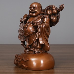 Estatua de Buda Sonriente de Latón y Cobre de Feng Shui para la Buena Suerte y el <span class=keywords><strong>Dinero</strong></span>, con Bolsa Dorada para <span class=keywords><strong>Dinero</strong></span> y Riqueza - Product Image 3