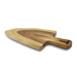 Planche à découper ovale en bois d'acacia 42x18 cm avec poignée pour servir le fromage et les desserts - Product Image 3
