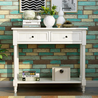 Console d'entrée contemporaine moderne de style français en chêne blanc antique avec 2 tiroirs de rangement pour salon et mobilier de maison