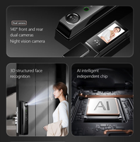 Serrure de porte intelligente extérieure Tuya WiFi avec reconnaissance faciale 3D, biométrie de la veine palmaire, empreinte digitale, mot de passe, IA et caméra