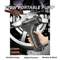 Compresseur d'air portable 120W en ABS, alimenté par batterie, pompe gonflable numérique pour pneus de voiture, vélos et ballons