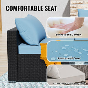 Rattan 5-Piece Convertible Square <b>Outdoor</b> Patio Furniture Set with Sponge <b>Cushions</b> for Comfortable Garden Terrace Seating - Product Image 5