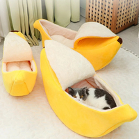 Lit pour chat Banana Cat, mignon, amusant, confortable, tapis pour chat, lit chaud, durable, portable, panier pour animaux de compagnie, coussin pour chien, doublure blanche, multicolore