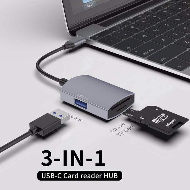 1 SD 480 Mbps 1 TF 480 Mbps 1 USB-A 3.0 5 Gbps Card Reader Data Transfer Type C Card Reader