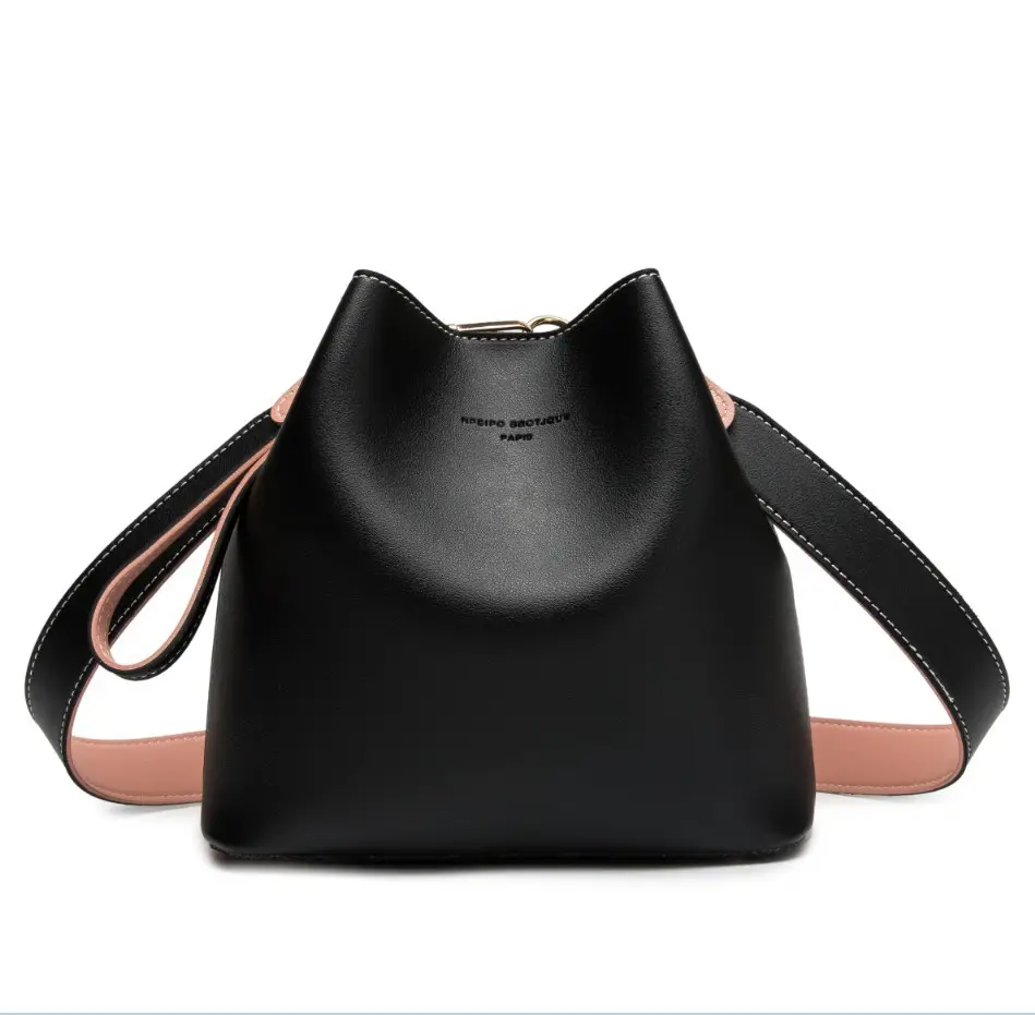2024 hot-selling new bucket bag, fashionable ins contrasting color one-shoulder casual cross-body handbag