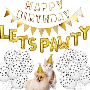 balon ulang tahun paw Suppliers-Anjing Ulang Tahun Banner Kaki Balon Pesta Kit Ulang Tahun Garland12PCS Anjing Kaki Balon untuk Anak Anjing Ulang Tahun