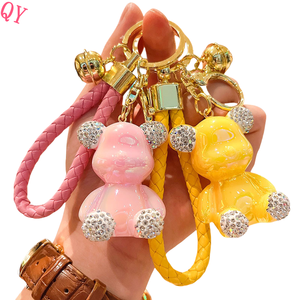 QQ Diamond Encrusted <b>Cute</b> Teddy <b>Bear</b> Colorful Electroplated Teddy <b>Bear</b> Keychain Creative Pendant Fashionable Keychain - Product Image 1