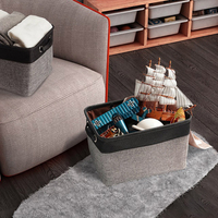 Panier de rangement en tissu coton et lin de 24,6 L, pliable, avec poignées en coton, vente en ligne
