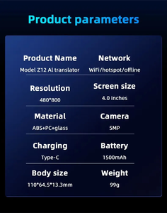 AI Voice Translator-Gerät Chat GPT Echtzeit-Smart-Voice-Text übersetzer Z12 17 Offline-tragbares Sprach übersetzungs gerät - Product Image 3