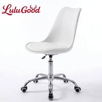 Chaise de bureau pivotante pour salon, chaise d'ordinateur, siège de bureau, revêtement en cuir PU facile à nettoyer, chaise de bureau blanche