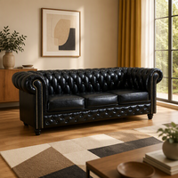 Ensemble de canapés classiques de style américain pour la maison, canapé-lit Chesterfield en cuir rembourré pour hôtel, appartement, villa, salon