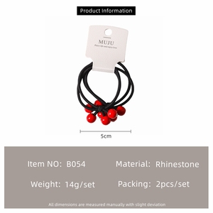 Lot de 2 Chouchous <span class=keywords><strong>Rouge</strong></span> Élastiques à Nœud, Accessoire <span class=keywords><strong>Cheveux</strong></span> Doux pour Enfants avec Strass - Product Image 6