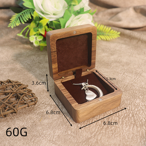 Thủ công mỹ nghệ Vòng cổ bằng gỗ hiển thị trường hợp Walnut vuông hộp đồ trang sức với Laser khắc logo - Product Image 2