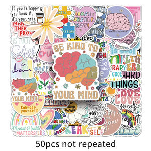 Venta al por mayor, 50 Uds., pegatinas de grafiti de salud Mental de PVC, eslóganes ingleses cálidos personalizados para adhesivo de depresión - Product Image 3
