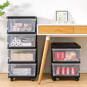 Nhựa ngăn kéo Stackable quần áo tổ chức Lưu trữ nhà ngăn kéo với bánh xe thông minh ngăn kéo ngực