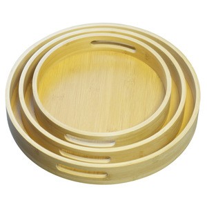 Bamboo <b>Round</b> Tea Tray With Teacup And Bottle Holder For Dining <b>Table</b> Asian Zen Style Simple Design - Product Image 5