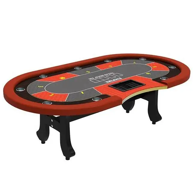 YH 9 Player Poker Table Supplies Oval Casino Card Table Texas Poker Table With Chips Tray