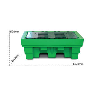 Tanque de recolección de polietileno Carvel 1420x1020x520mm para ácidos, bases y aceites, para 2 bidones, 370lt - Product Image 2